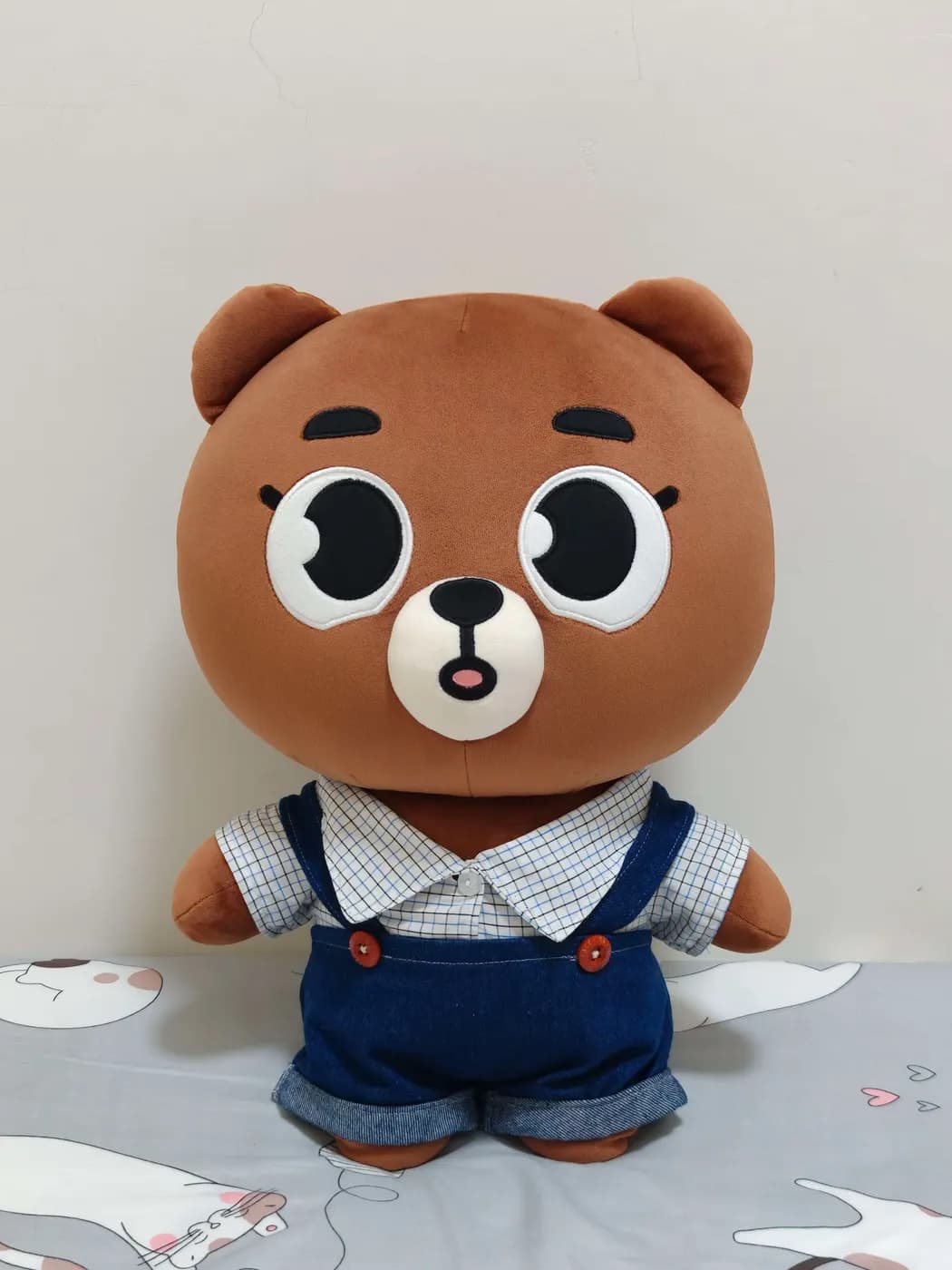 細格紋襯衫 × 吊帶短褲 正面